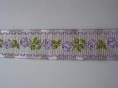 Rózsás hímzett szalag 32 mm (lila) - Egyéb hímzett szalag