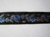 Hímzett virágos-lurexes 1,6 cm (kék-fekete) - Virágos-lurexes